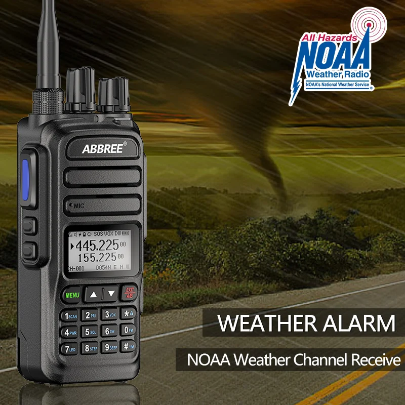 ABBREE  AR-830 NOAA Walkie Talkie 136-520MHz Air Band Wireless Copy Frequency High Power Support Type-C Charger Two-Way Radio