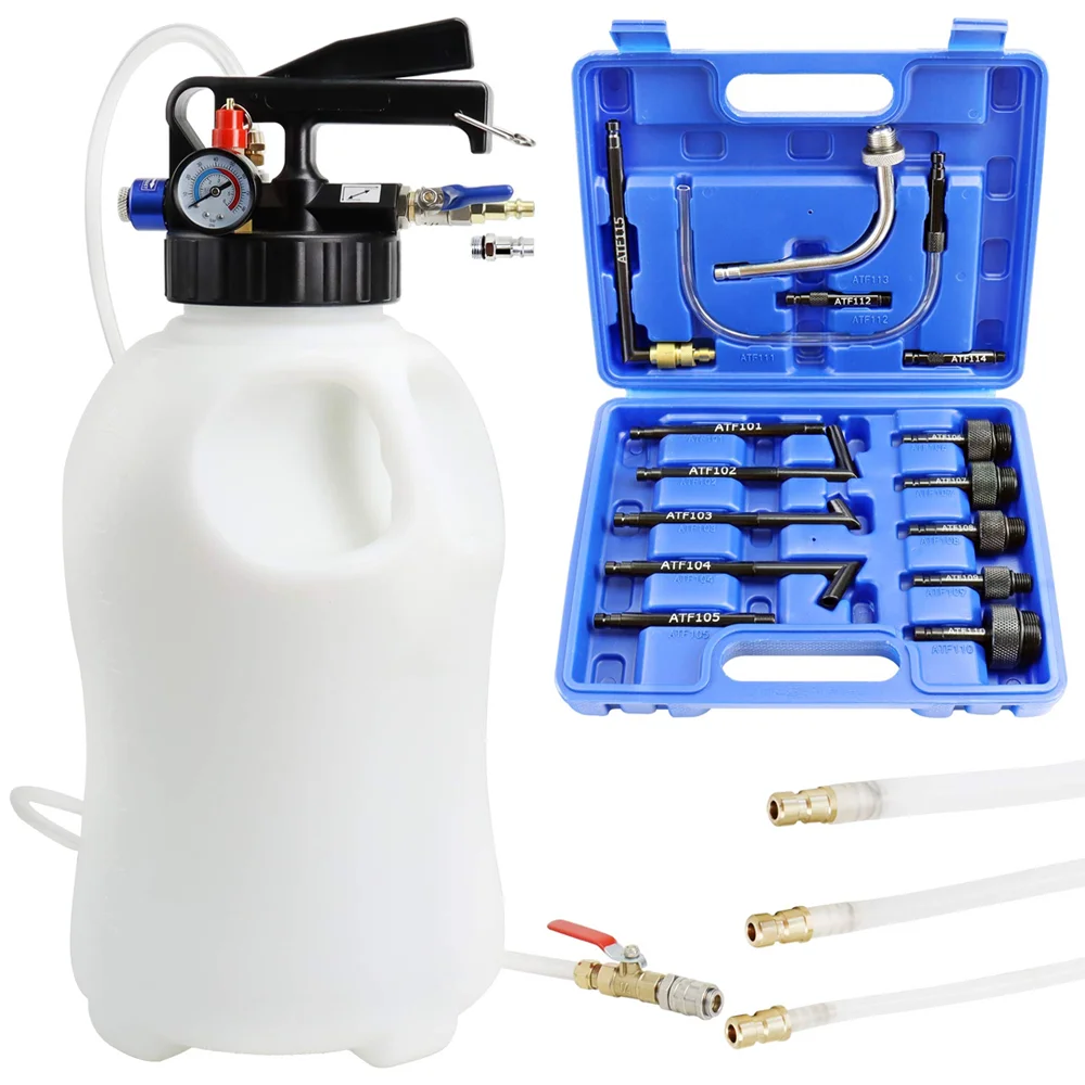 10L Oil Change Equipment Vacuum Pneumatic Gearbox Oil Pump Transmission Fluid Extractor with 15 Adapter for Car