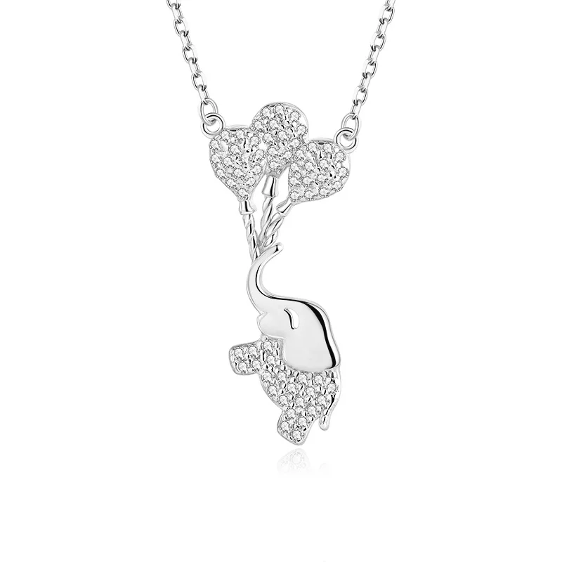 hot 925 sterling silver cubic zirconia elephant necklace