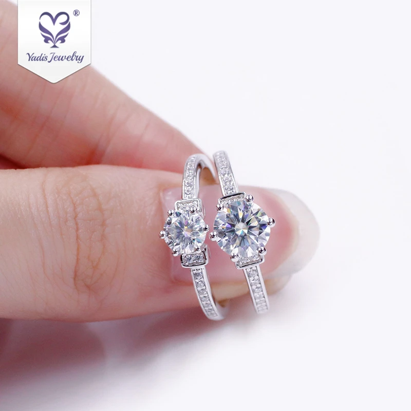 Yadis fine 925 silver jewelry white gold plated fashion jewelry rings moissanite ring for women