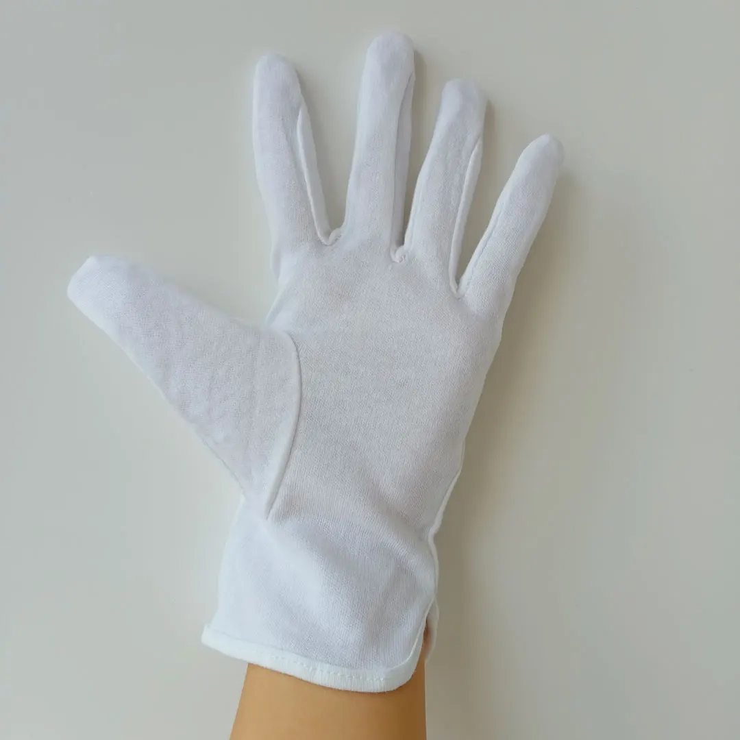 Customized White Cotton Gloves Tuxedo Guard Labor Reusable Pure Cotton Knitted Safety Work Glove for Working Chinese Cheap glove
