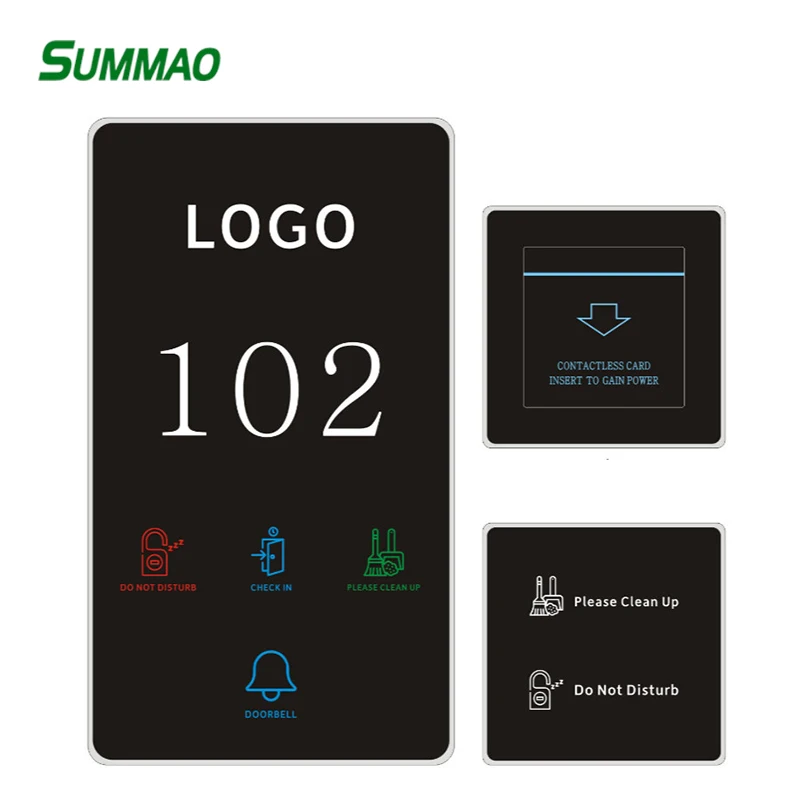 Electronic Hotel Doorplate Glass Touch Screen Doorbell Switch Room Number Led Digital Display Door Plate