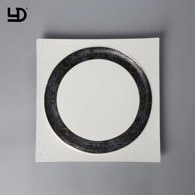 Dubai Porcelain Dinner Set Wedding White Dinnerware Royal Ceramic Tableware Embossed Plate