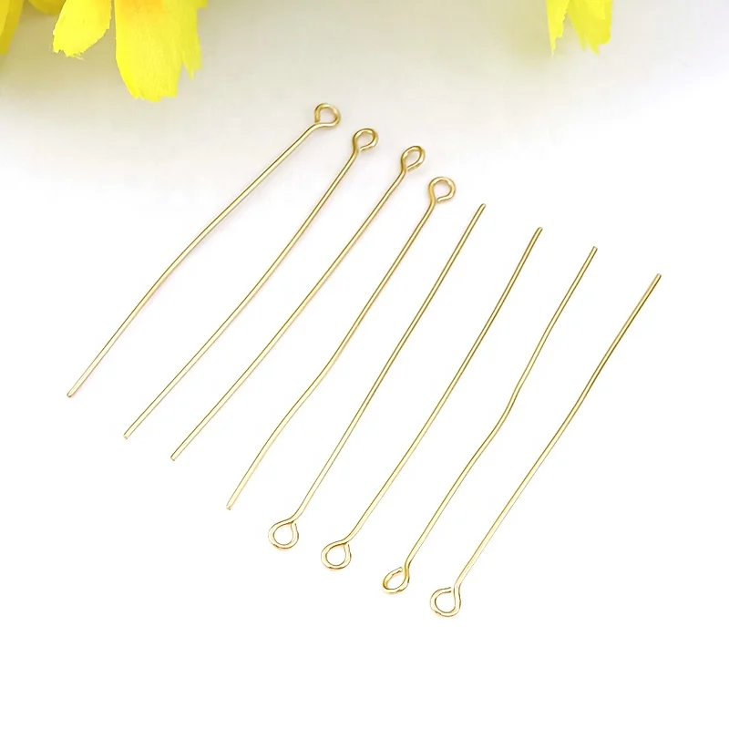 Jewelry Making Findings Eye Pins diy Bead Thread 14k Gold Stainless Steel Head Pins