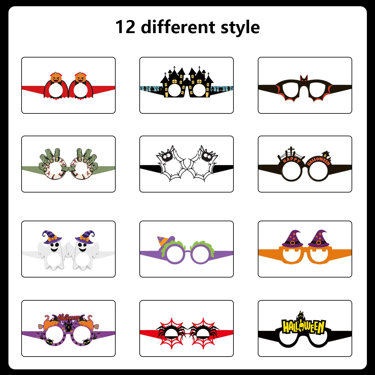 2024 Halloween Party Paper Glasses Europe and the United States Ghost Festival Halloween Theme Weird 12pcs Dress up Props