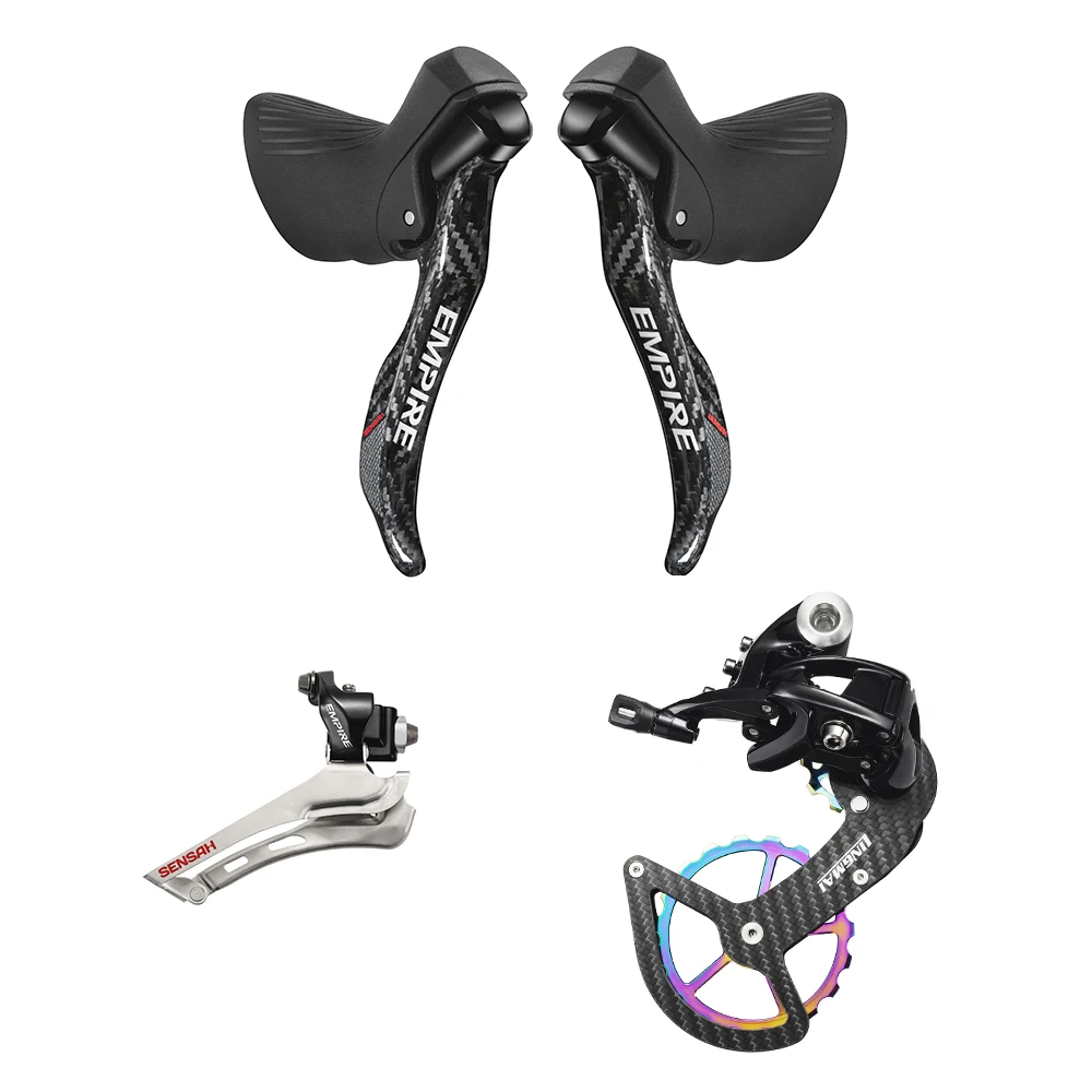 SENSAH carbon fibre STI Road Bike Shifters Double 2x11 Speed Lever Brake Bicycle Derailleur Groupset Compatible for Shimano