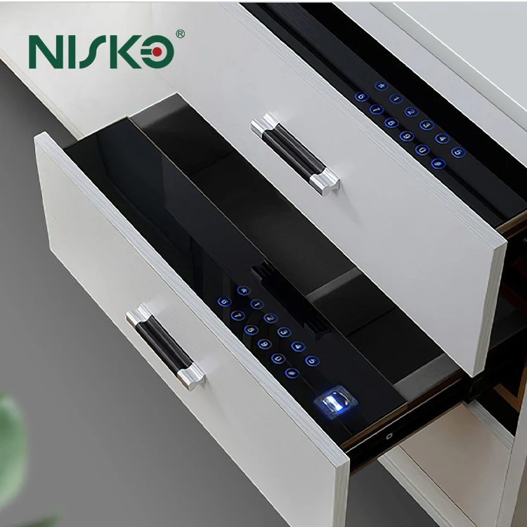 Wholesale Cabinet Secret Hidden Key Furniture Smart Leather Safe Box Fingerprint Lock Storage Drawers