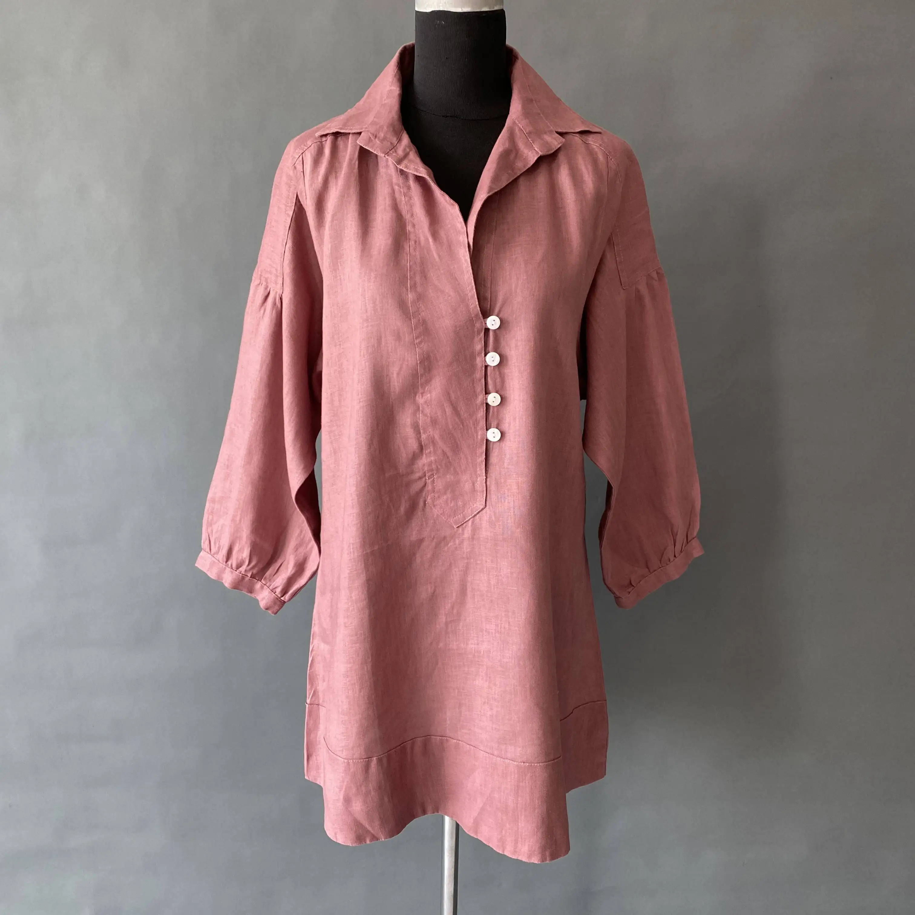 Pure Fashion Linen Dress Shirt Women tunic top ladies linen shirts blouse