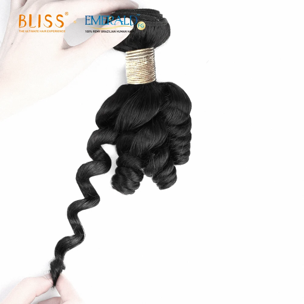 Bliss Emerald 3+1Movad0 Funmi Bouncy Hair 100% Brazilian Human Hair Bundles 3 Bundles with Closure