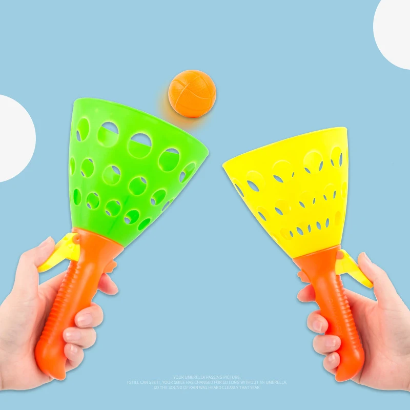 Funny play indoor sport click and catch bouncing ball double play sport game toys kids