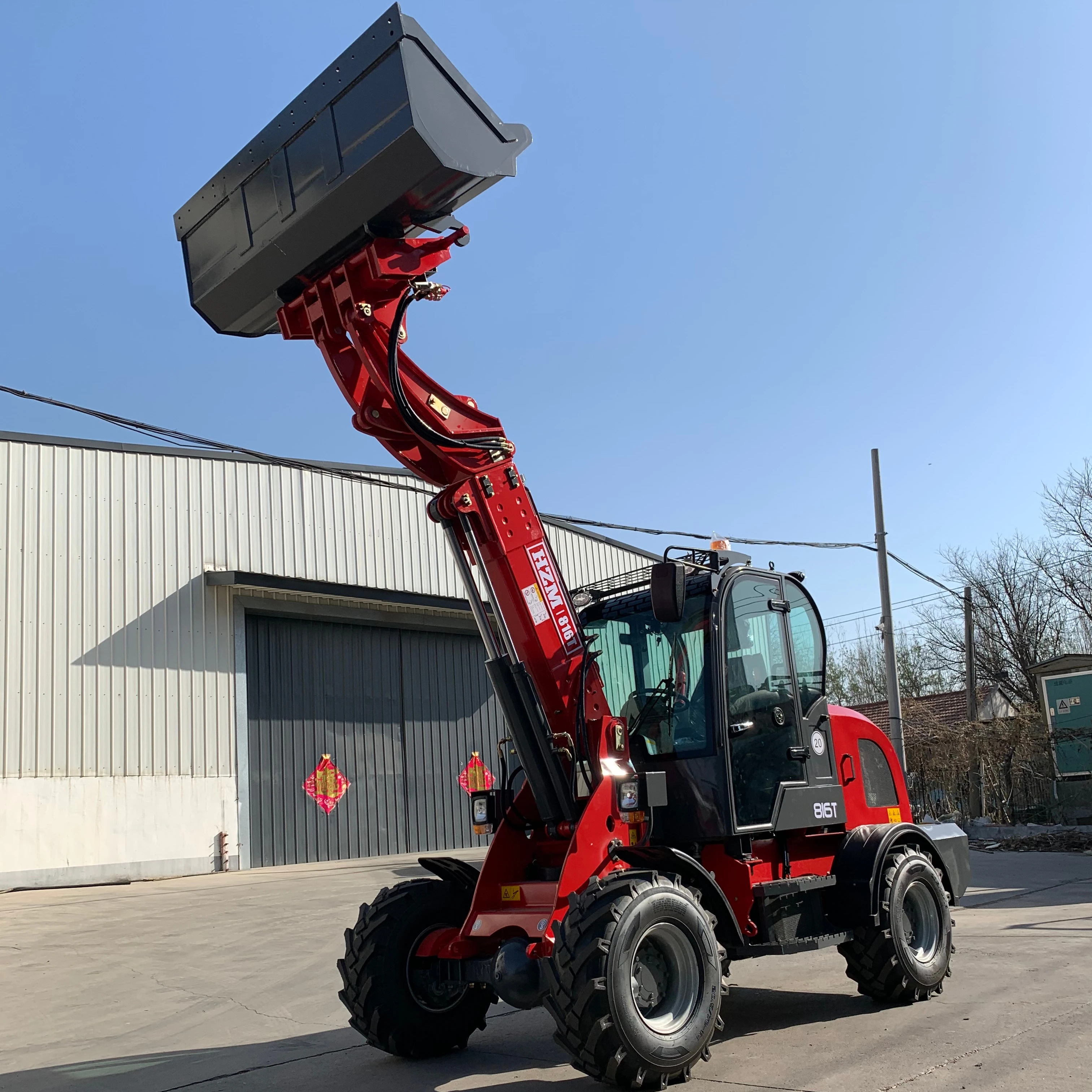 Фронтальный погрузчик Huizhong 816T тонн, компактный Телескопический колесный погрузчик с вилкой для поддонов