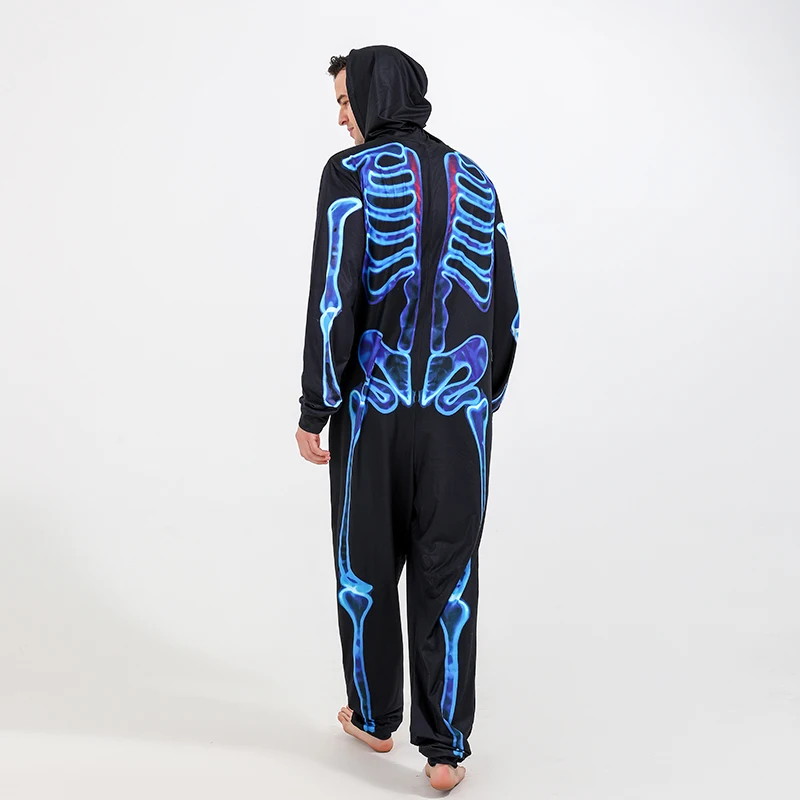 2022 wholesale new hot selling Hooded Halloween One Piece  matching family clothes outfits Personalized skull pattern Halloween