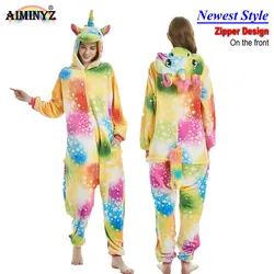 AIMINYZ Wholesale Adult Women Flannel Pajamas Autumn/Winter Long Sleeve Sleepwear Suit Warm Cute Onesie Pegasus Female Pyjama