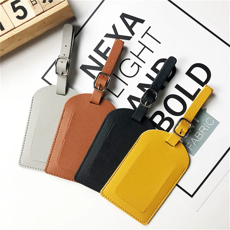 Custom LOGO Printed PU Leather Suitcase Luggage Tag Label Bag Pendant Handbag Portable Travel Accessories Name ID Address Tag