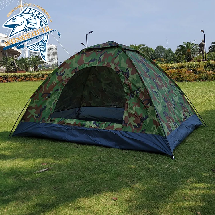 One Person Outdoor Travel Waterproof Single Layer Portable Folding Camouflage Camping Tent