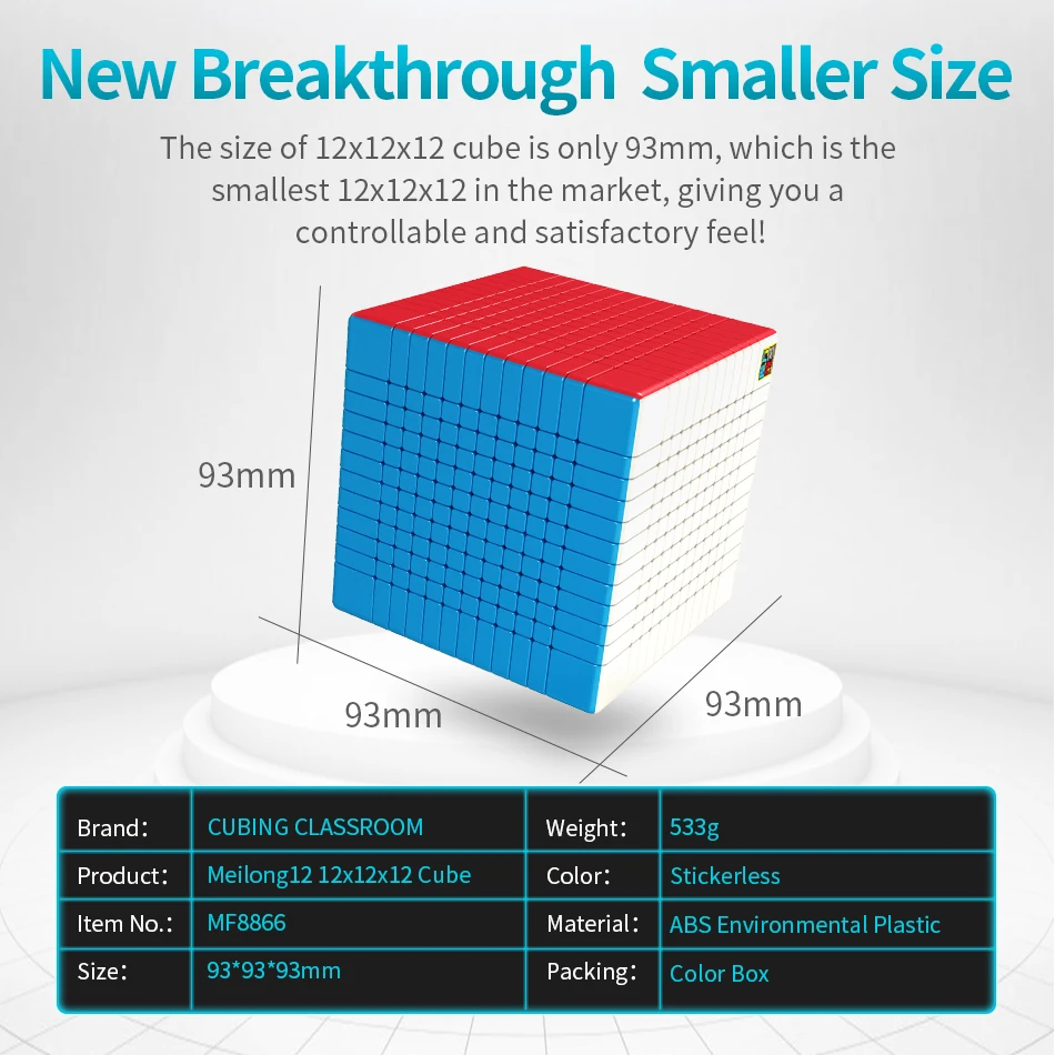 Meilong12 New Breakthrough 12x12 Magic Cube Smooth ABS Plastic 3D Puzzle Cubes Toy Magnetic Stickerless 5x5x5 Speed Puzzle
