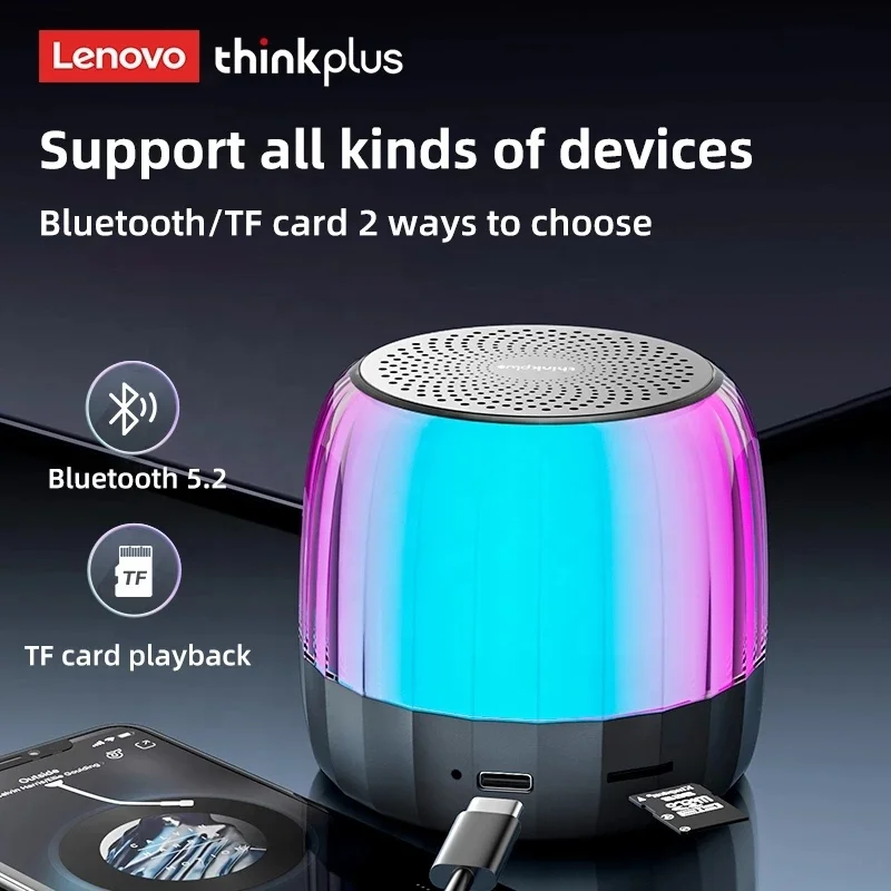 Original Lenovo K3 Plus outdoor RGB subwoofer speaker gaming BT TWS wireless mini portable speaker supports TF memory card