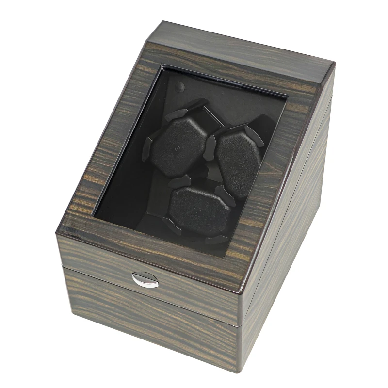 Auto-Stop LED New Golden Sandalwood Wood Color Lacquered 3+3 Watch Winder Box