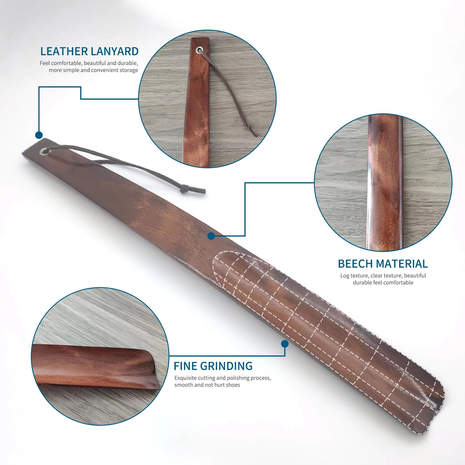 Wooden Shoe Horn Long Handle for Seniors 15.7 Inches Great Handhold with Loop for Hanging Shoe Horn for Women Men Kids Pregnancy