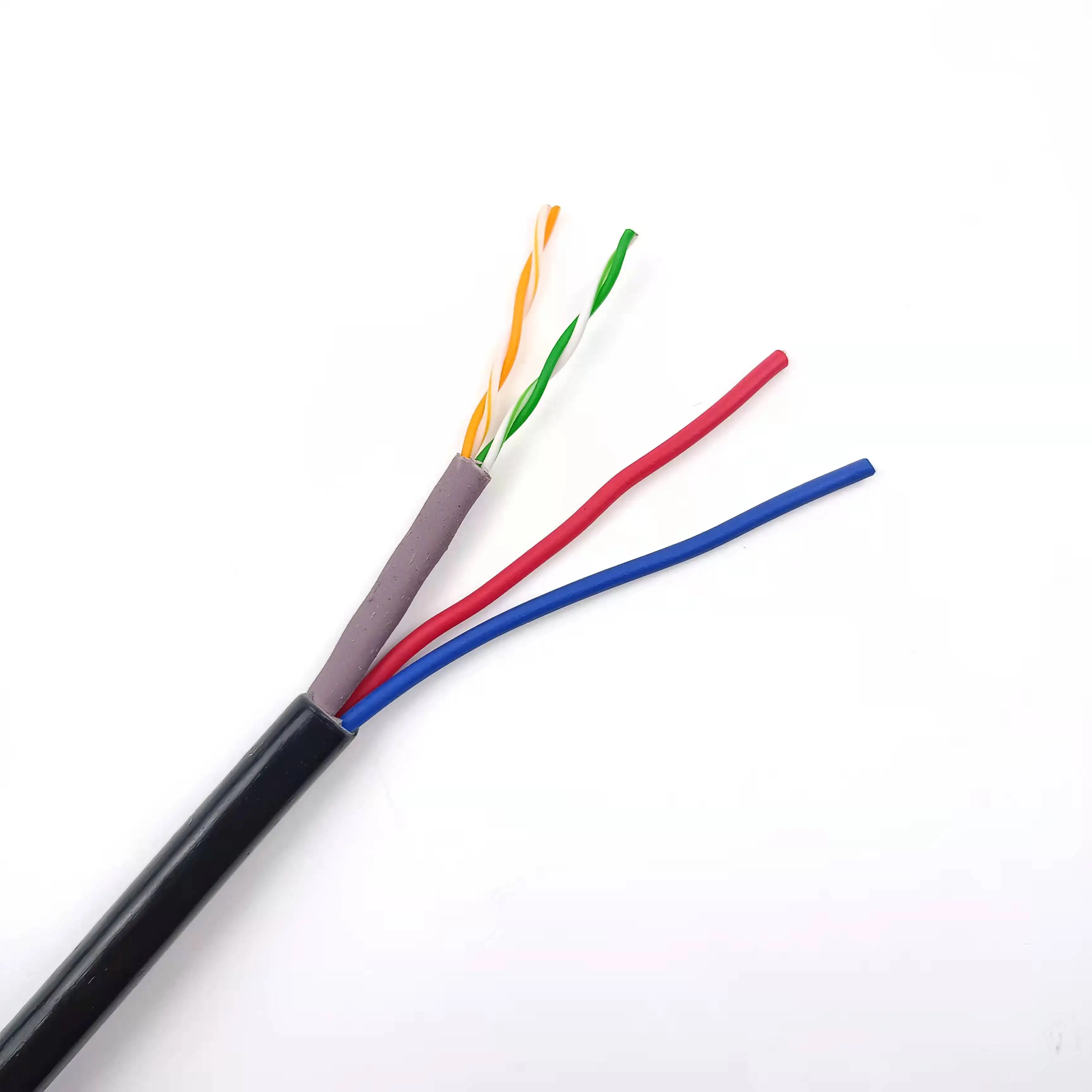 2P Twisted Network Wire utp CAT5E+2C Siamese Lan with Power CCTV Cable for IP Camera