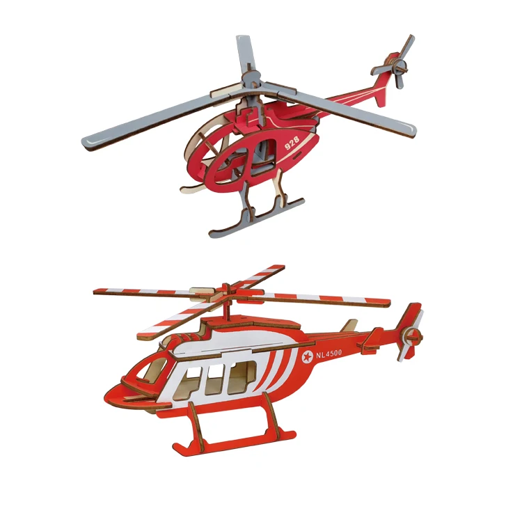 diy 3d wholesale Red Helicopter model 3D Online seller top-selling wooden puzzle for adults and teenagers