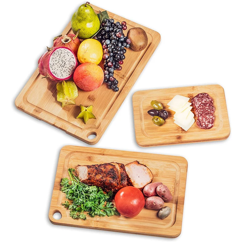 Deep sink Bamboo cutting board sublimation Wood Cutting Board with Drip Groove Used for fruits, vegetables and meat set
