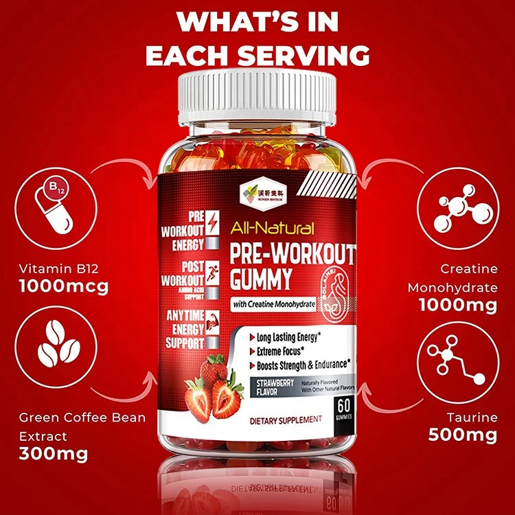 private label 5g preworkout energy pre workout weight gain creatine monohydrate gummies bears