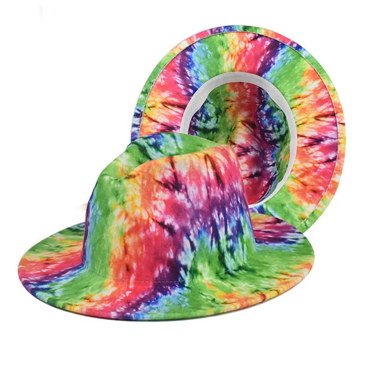 Граффити fadoras головные уборы для женщин британский стиль Двусторонняя варенка с высоким берцем эффектом деграде (переход от темного к фетровая шляпа с широкими полями шляпу с плоским верхом