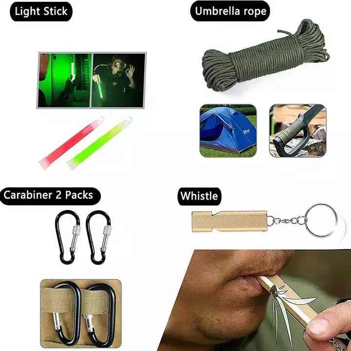 Outdoor Adventure Camping Hiking Hunting Camping Gear Equipment Multifunctional Survival Kit with First Aid Kit
