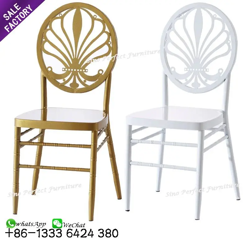Поставщик из Китая, качественные золотистые белые штабелируемые железные банкетные стулья Тиффани, свадебные стулья для вечеринки