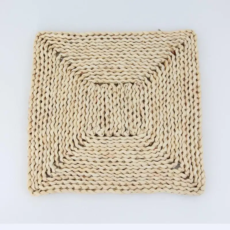 Home Natural Corn Peel Handmade Seagrass Weaving Cup Mat Heat Resistant Sand Pot Mat Plate Cup Meal Mat