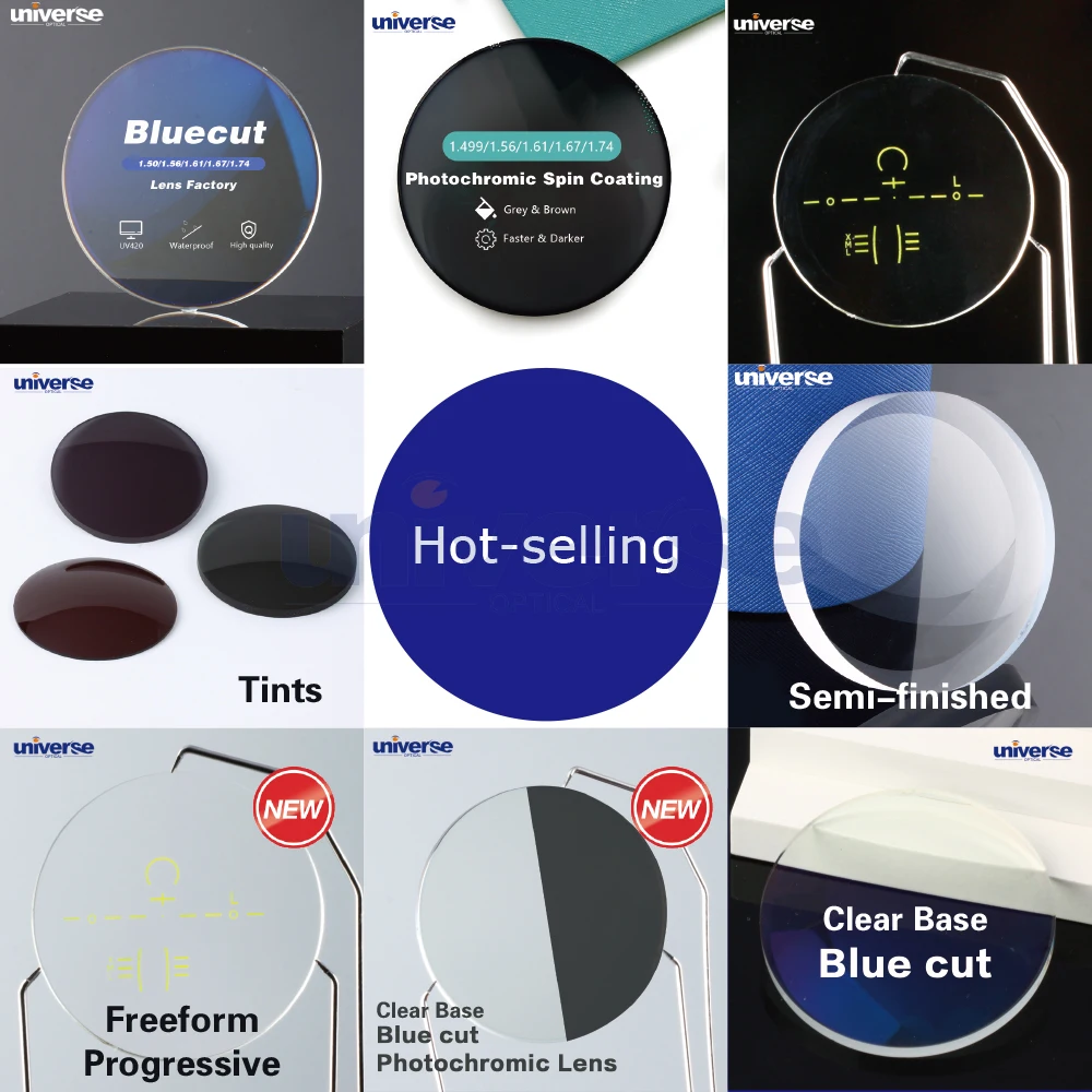 Clearance PC Single Vision Spin-Coating Glass lenses optical Blue ray Photochromic lens