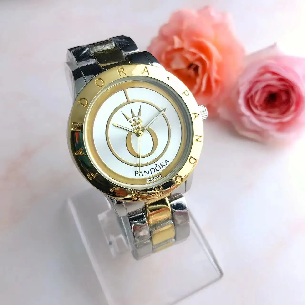 Hot Sale Luxury Famous Brand Stainless Steel Band Pandor Latest Ladies Quartz Wrist Watches Women 2024