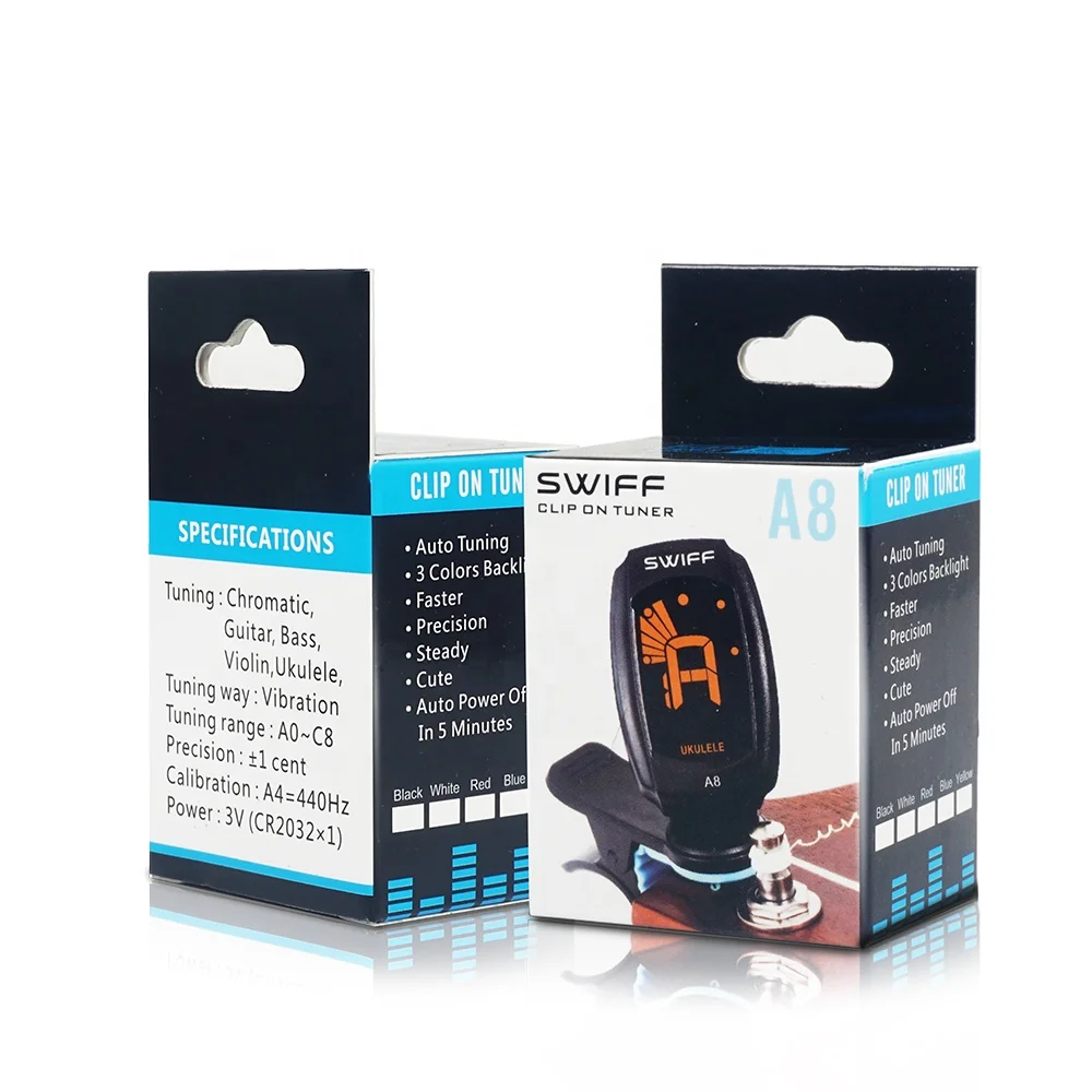 Most accurate A8  color blacklight simple clip on tuner acoustic guitar tuner sale
