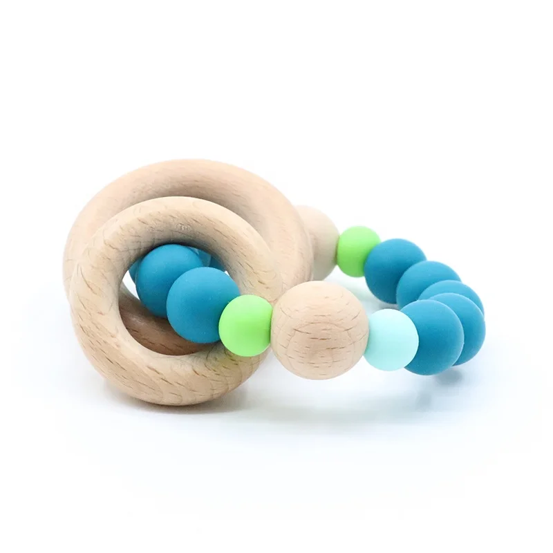 OEM Beech Beads Silicone Rosary Bracelet Baby Teething Bracelet Toy