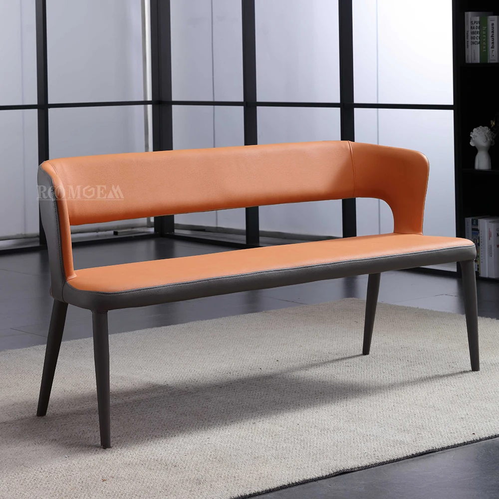 Стулья для столовой обеденная скамейка с спинкой новый продукт оптовая продажа длинная домашняя мебель из искусственной кожи металл современный Размер 11 кг