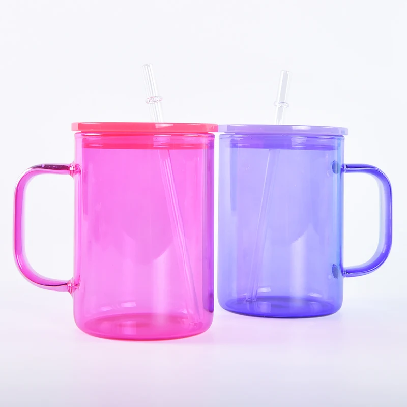 Hot Sale 16Oz 17Oz 20Oz 250Z Colored Smoothie Recycled Iced Sublimation Tumbler Glass Boba Coffee Cups With Straw