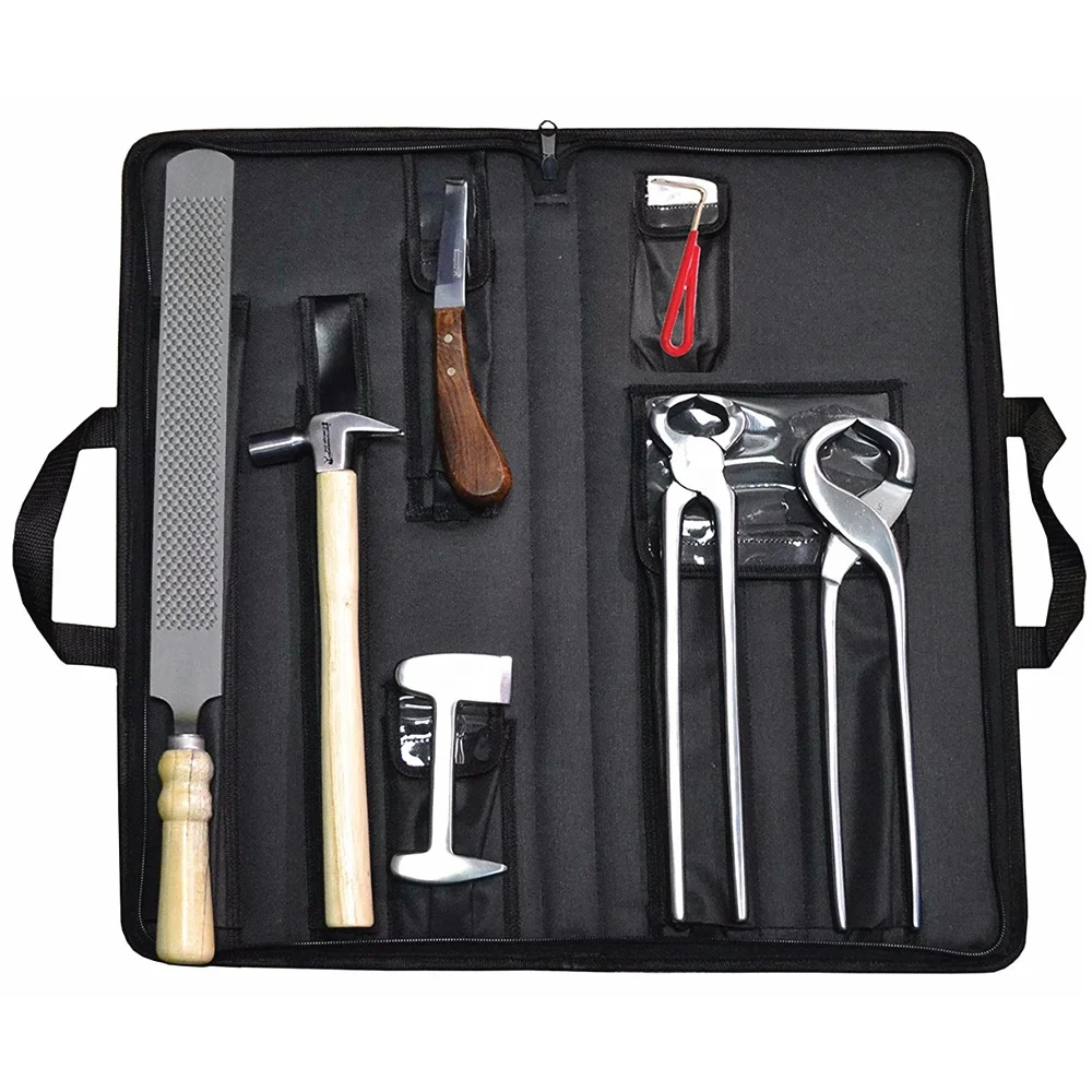 Farrier Tools Hoof Kit Tools Kit of 8 Pieces with Black Shoe Puller and Trimmer Kit Veterinary Instruments Veterinary Products