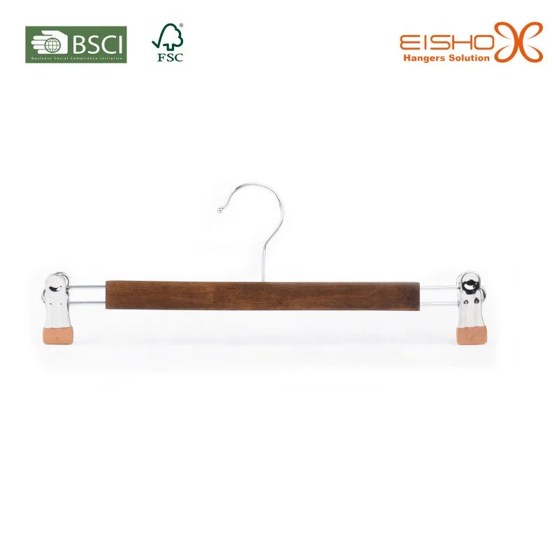 EISHO  Wholesale Colorful Cute Adjustable Baby Hanger Pant Hangers With Clips Kids Wood Hanger