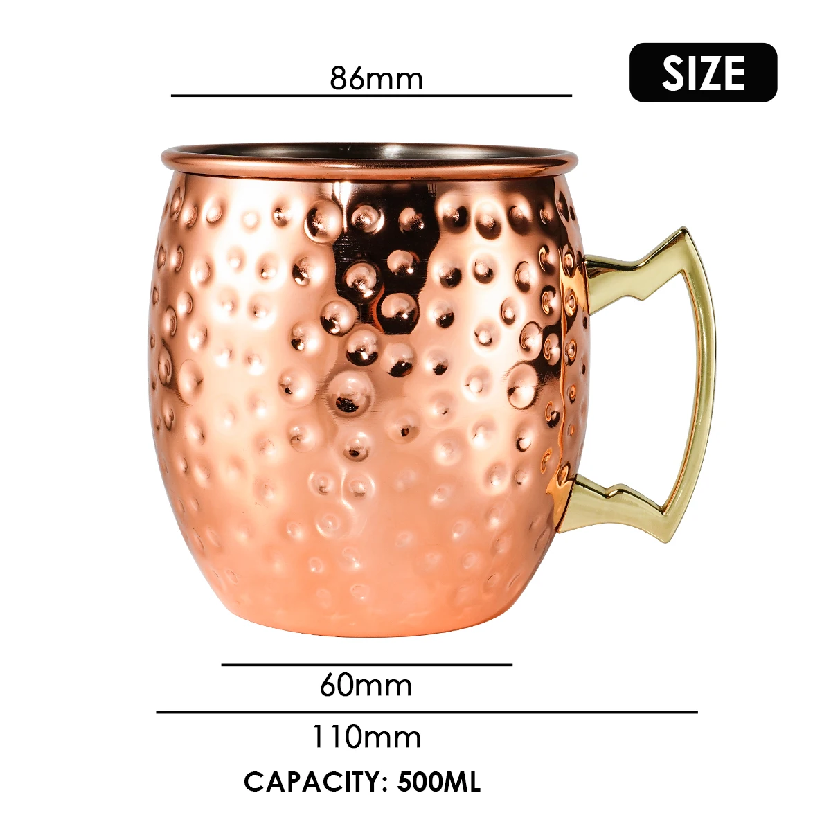 Stainless Steel Cup Cocktail Moscow Mule Copper Mugs 500ml Beer Mug Bar Tools Moscow Mule Mug