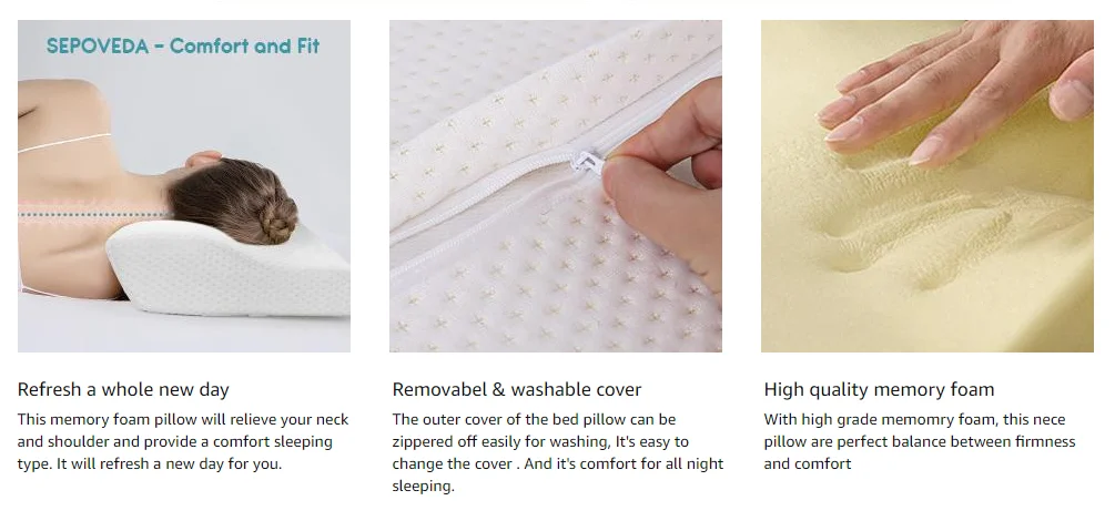 Customized  Eco-Friendly Neck Pillow Memory Foam Butterfly Shape Orthopedic Memory Foam Pillow with Removable Cover