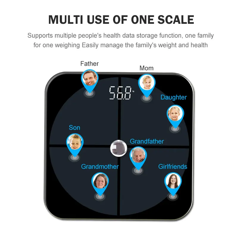 Custom Ito Coated Glass Wireless Luxury Smart Scales With App For Body Weight Fat Calories Digital Measuring