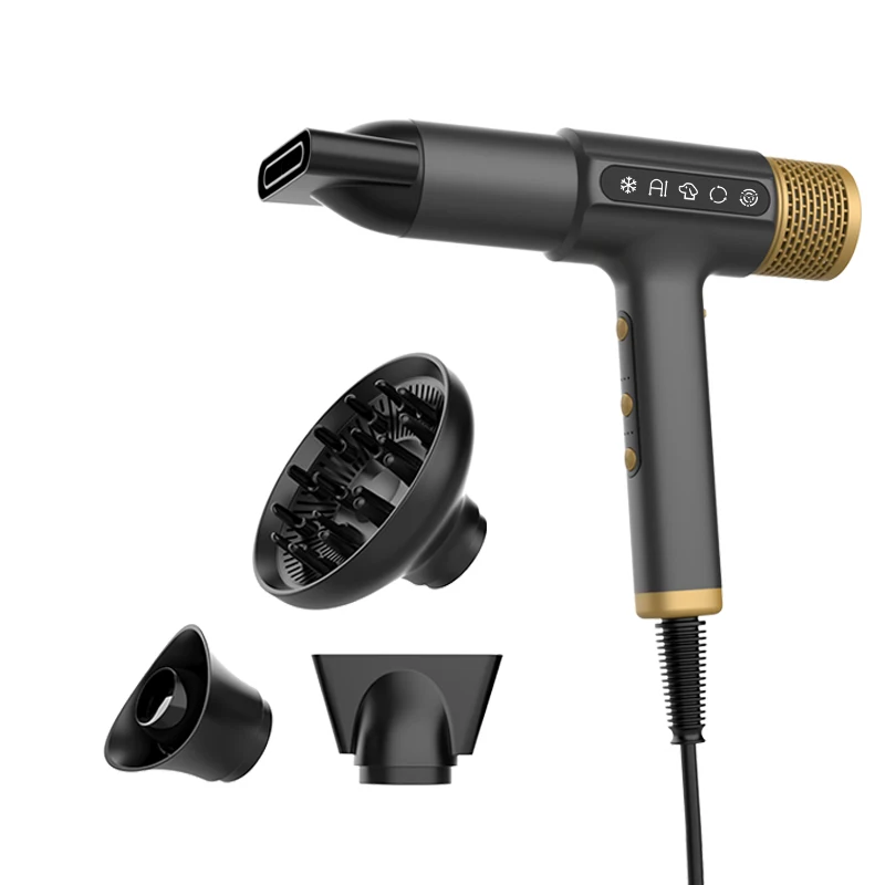 BLDC leafless AI mode professional Led Digital Display 1600W Handheld Blow Dryer Ionice Leafless Bladeless Hair dryer Light