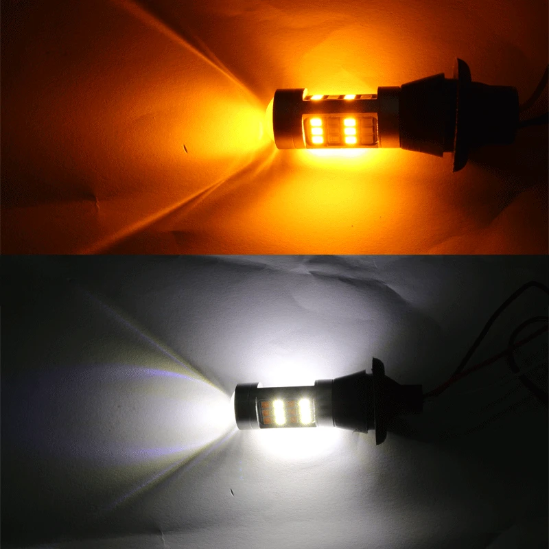 T20 42smd Dual Color Turn Signal Led Smd 2835 Reversing Light 10w Drl White + Yellow 1156 Led 7440 3156 Led Bulb
