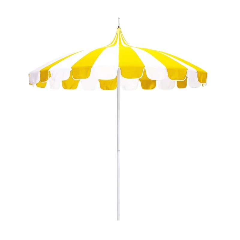 Large Size Custom OEM Vintage Black and White Canvas Fringe Pagoda Garden Parasol Sun Beach Outdoor Patio Umbrellas With Tassels