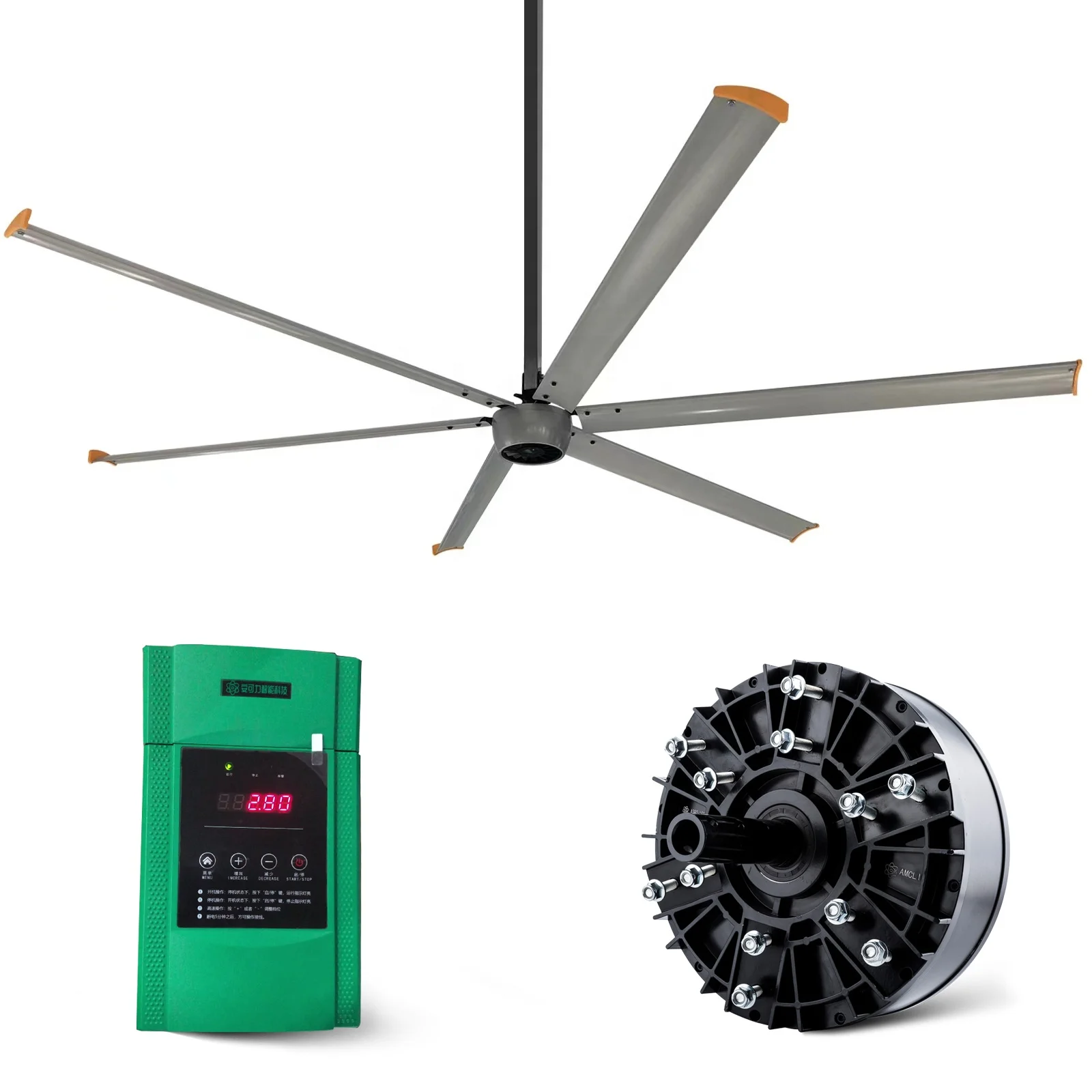 12ft 1500W 220V 6 blade ceiling big ass industrial hvls fan