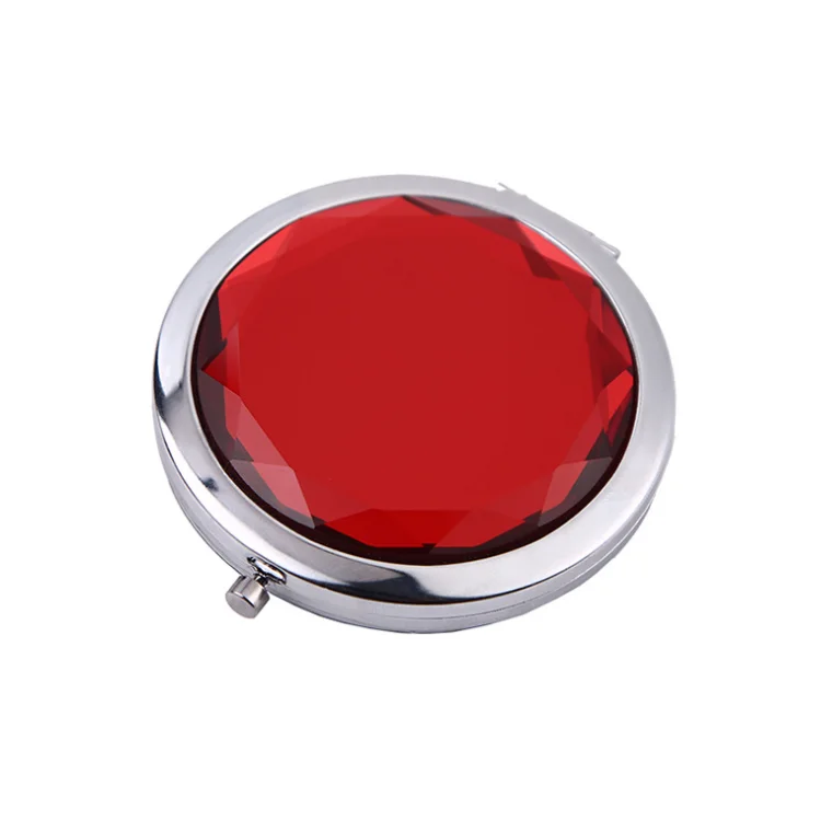 Металлическое Складное двухстороннее портативное маленькое декоративное зеркало с кристаллами для макияжа