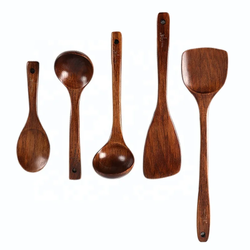 Harmony Hot Selling Wooden Cooking Utensils Natural Kitchen Set Heat Resistant Non Stick Wenge Wooden Kitchen Spatula