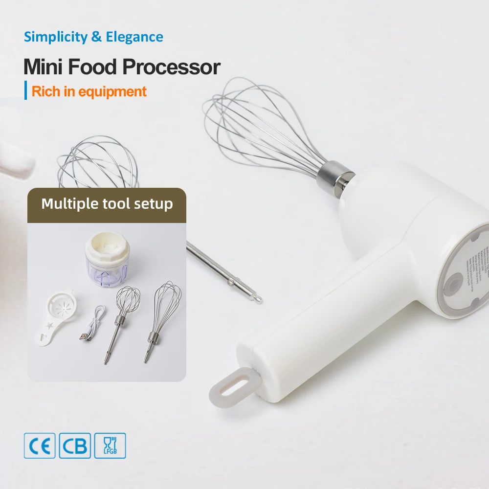 Hanging Style 3 Speeds Kitchen Cream Egg Starch Automatic Mini Usb Rechargeable Wireless Rotary Electric Egg Beater