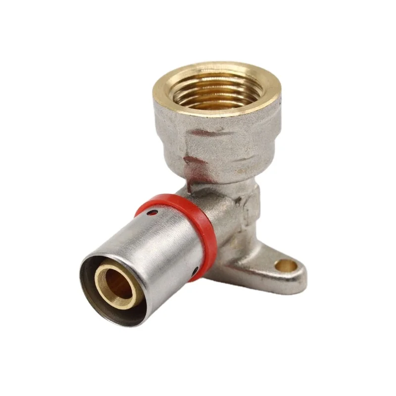 High Quality Brass Press Fitting Elbow With Plate Female Elbow For Pipe Connection